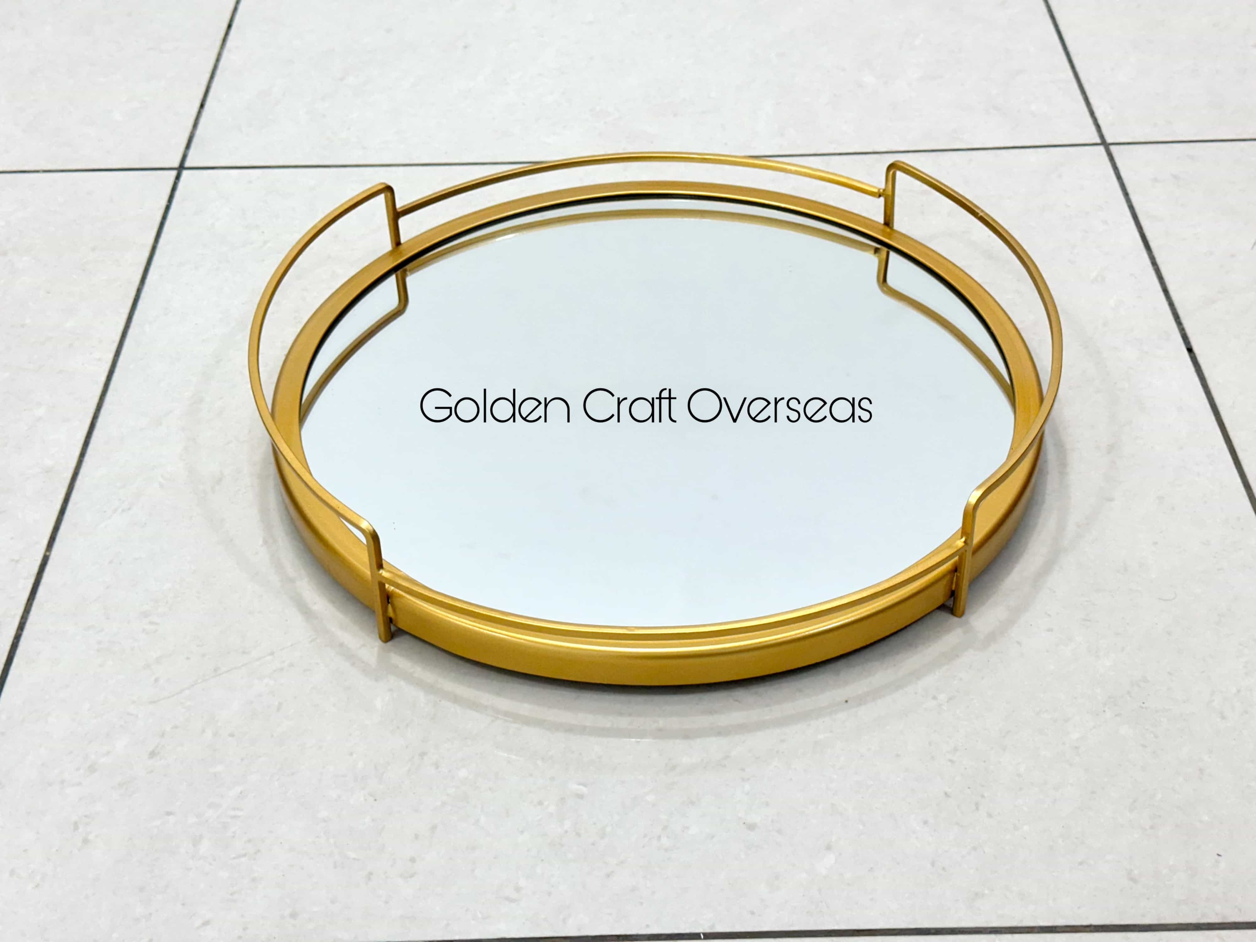 Round Gifting Tray In Iron With Golden Powder Coated Finish - 16x16x2 Inches, Modern Design, Indoor Use, Single Piece