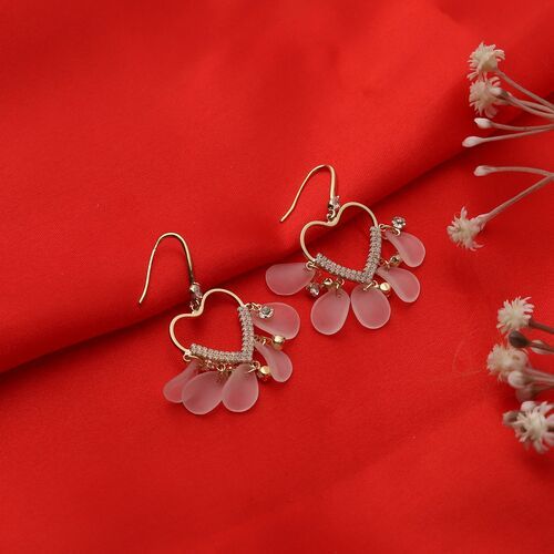 Rhinestone Heart Dangle Earrings