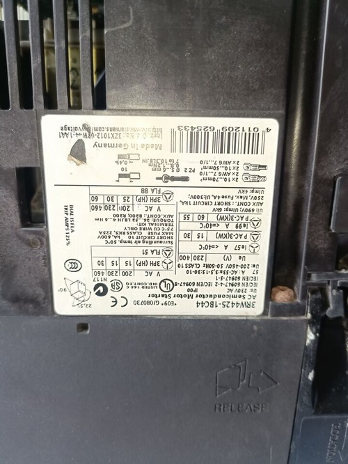 Siemens Sirius Softstarter Ac Semiconductor Motor Starter 3rw4425-1bc44 E09 - Color: White