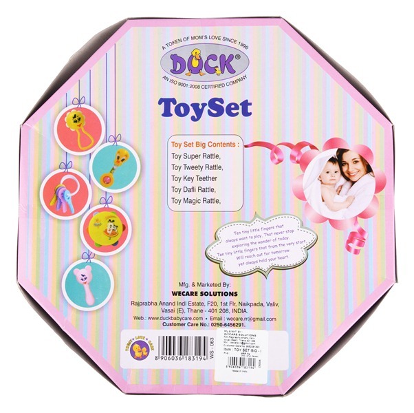 Toy Set Big - Plastic Material | Multicolor Rattle & Teether For 0-12 Months Smooth Arc Design For Tender Skin Engages Sound Concentration