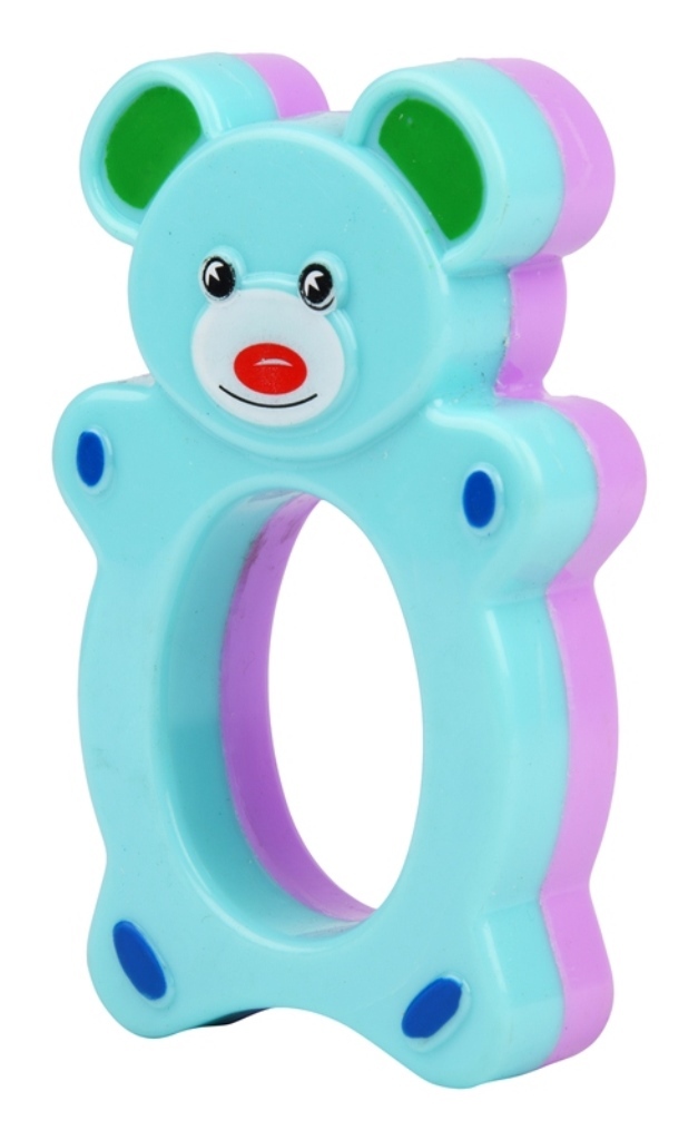 Baby Teddy Rattle - Polystyrene, 0-12 Months, Multicolor (Blue, Purple, Pink) | Enhances Eye-hand Coordination, Lightweight, Easy To Grasp