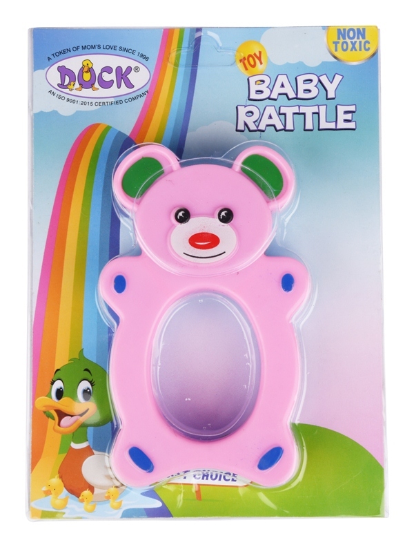Baby Teddy Rattle - Polystyrene, 0-12 Months, Multicolor (Blue, Purple, Pink) | Enhances Eye-hand Coordination, Lightweight, Easy To Grasp
