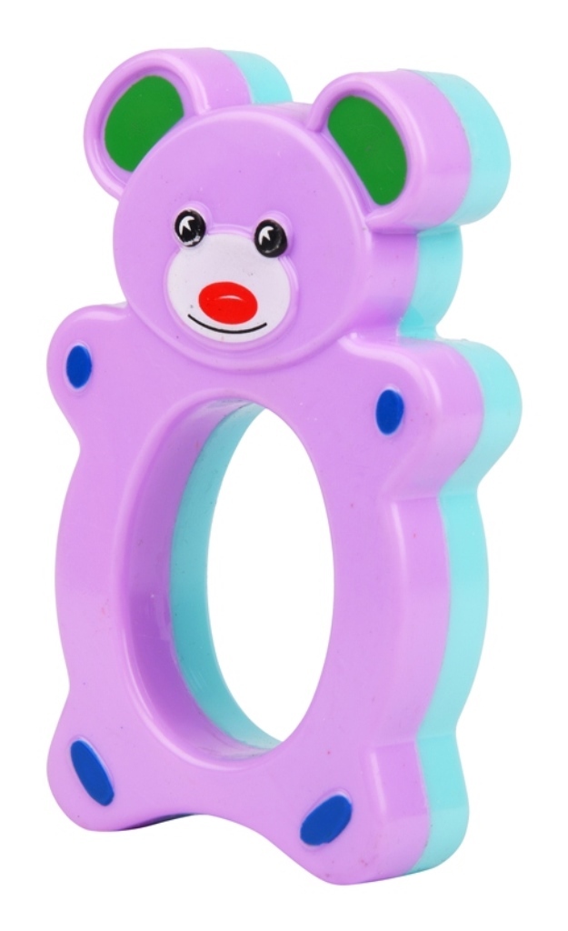 Baby Teddy Rattle - Polystyrene, 0-12 Months, Multicolor (Blue, Purple, Pink) | Enhances Eye-hand Coordination, Lightweight, Easy To Grasp