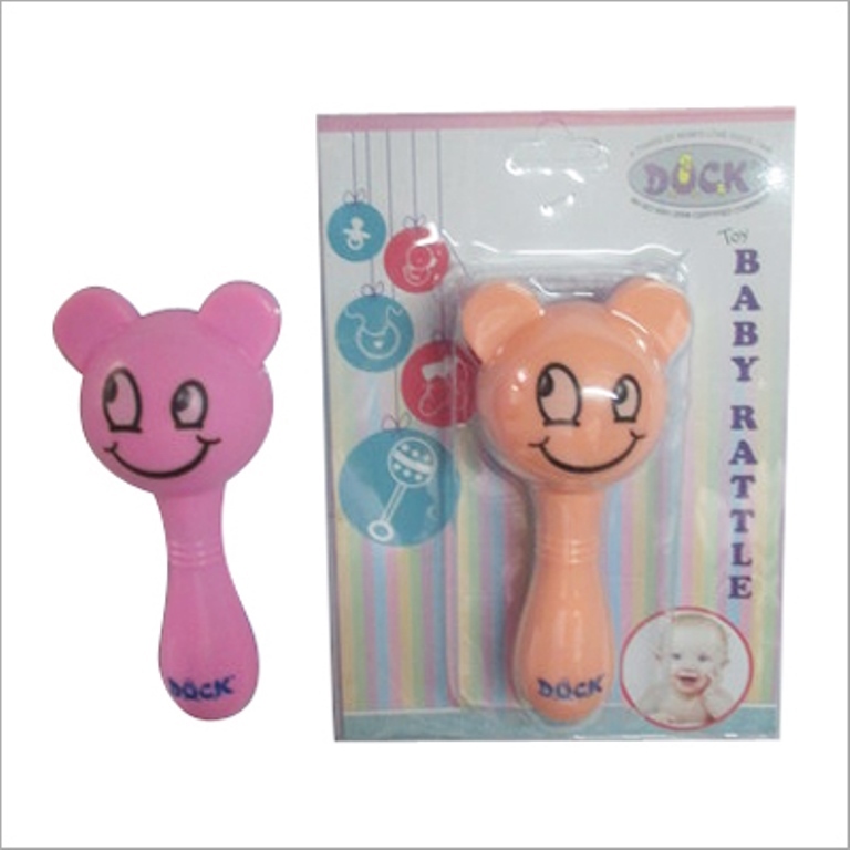 Baby Magic Rattle - Polystyrene Material, 25-50 G Weight, Purple And Peach Color | Lightweight Design, Ideal For Soothing Sore Gums