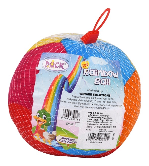 Rainbow Ball Big - Velvet, 89 Kg - Multicolored, Machine Washable, Rattle Sound, Soft Plush Design For Auditory And Visual Development