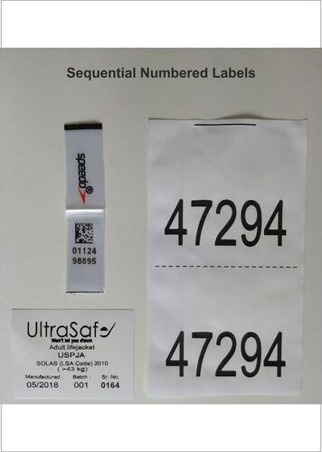 Sequential Numbered Printed Labels - Coating Type: Water-Resistant