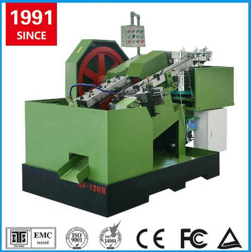 High Speed Cold Heading M4-M8 Screw Thread Rolling Machine - 3 Die 3 Blow Design, 1500mm Max Length, 11KW Main Motor, 50 Pcs/Min Productivity, Surface Painted