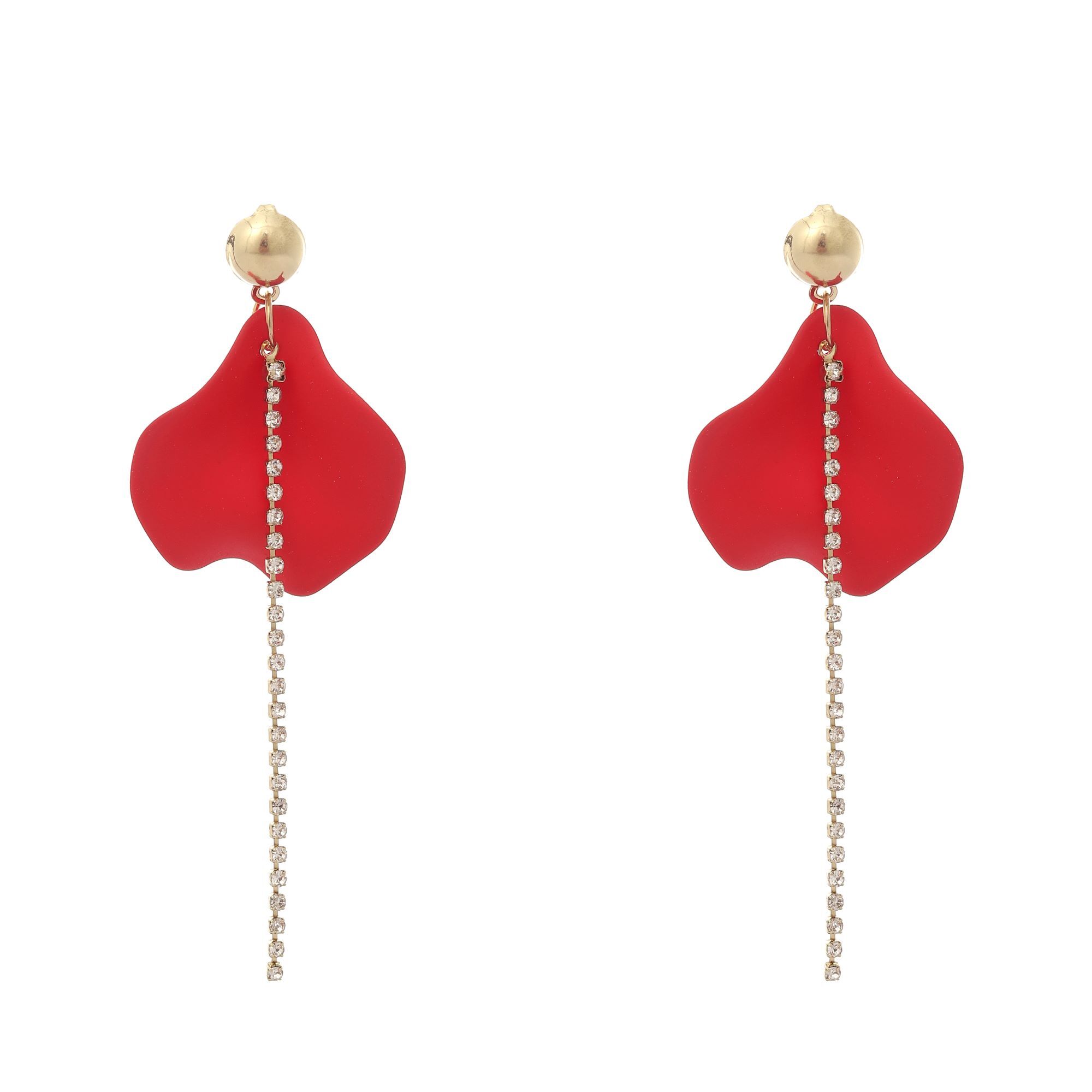 Everyday Oval Earrings - Alloy & Resin, 15x10 Mm , Lightweight Red Color, Casual Wear, Stylish Design, Post Fastening, Gift Box Included