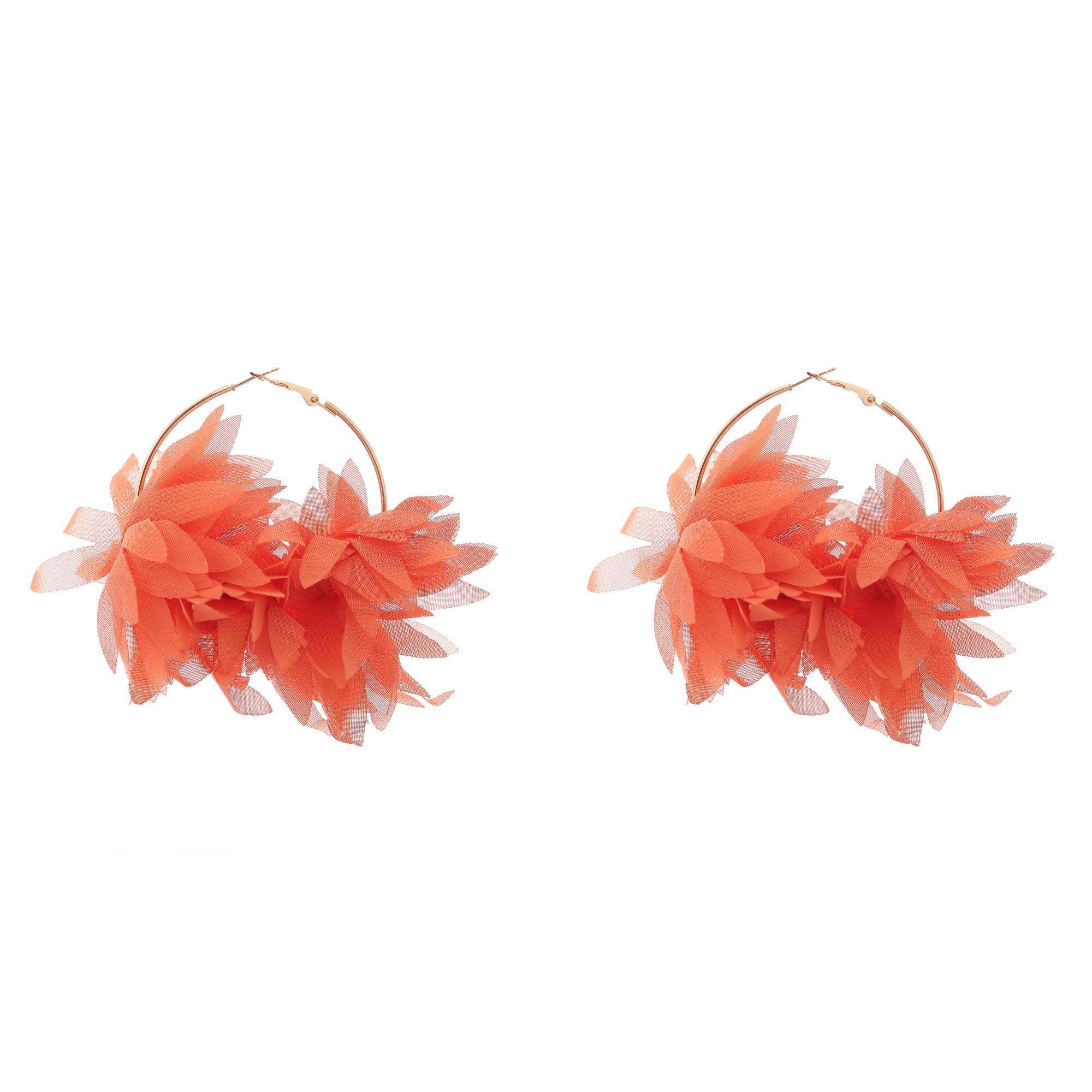 Fabric Leaf Earrings - 2x2 Cm, Coral | Lightweight, Comfortable, Delicate Design, Perfect For Casual Wear & Gatherings