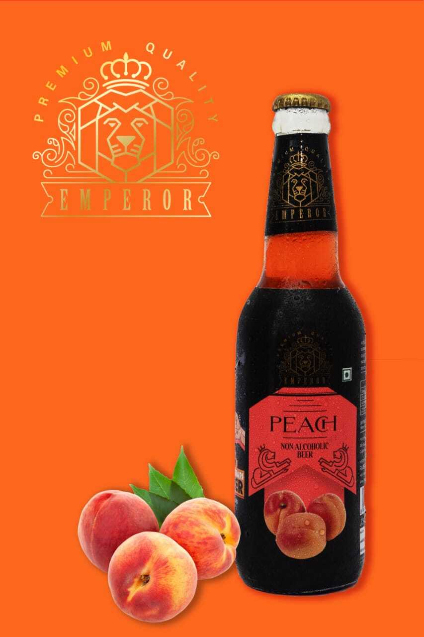 Peach Non Alcoholic Beer - Glass Bottle | Nil Alcohol Content, Sweet Taste, Ideal For All Enjoyment