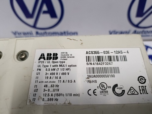Abb Acs355-03e-12a5-4 Acs Cp-c 400-480v 12.5a 5.5kw 7.5hp Ac Drive - Application: Industrial Automation