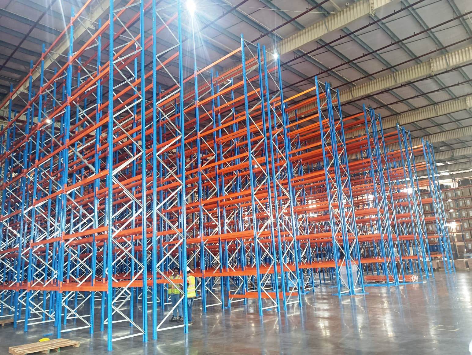 Selective Pallet Racking System - Steel, 10-30 Ft Height, Orange | 1000-5000 Lbs Load Capacity, Bolt-on Assembly, Multi Tier Design