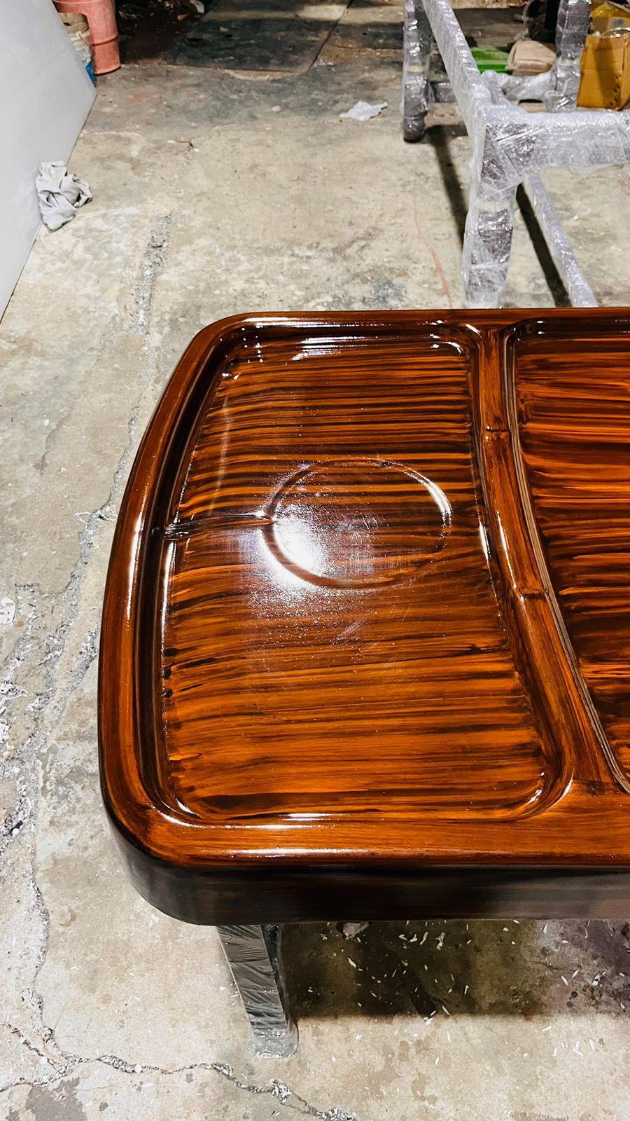 Frp Massage Table With Steel Stand (Gbi-ms02) - Color: Brown Wooden Paint