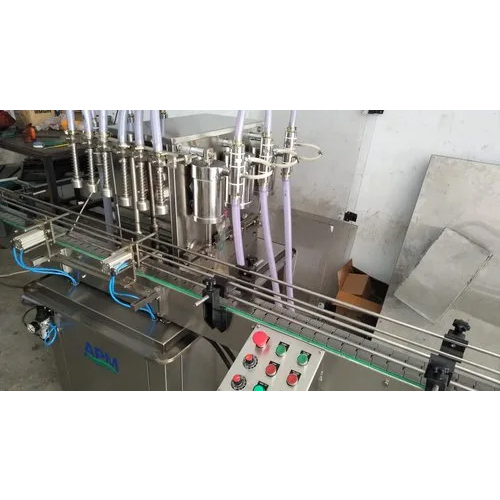 Phenyl Liquid Filling Machine - Metal, 2350 mm x 1480 mm x 1650 mm | Automatic, High Efficiency, Human Machine Interface, 4 Filling Heads