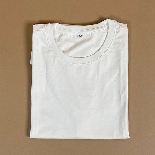 Bio Wash Cotton Round Neck T-Shirt - Short Sleeves, O-Neck Collar, Plain Pattern | White, Adult Size, Soft Cotton Fabric