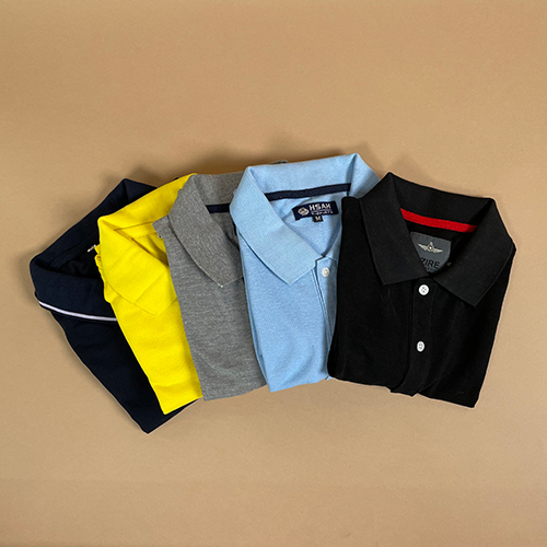 Polo T-Shirts - Cotton Blend, Adult Size, Multicolor | Plain Pattern, Short Sleeves, Classic Polo Collar