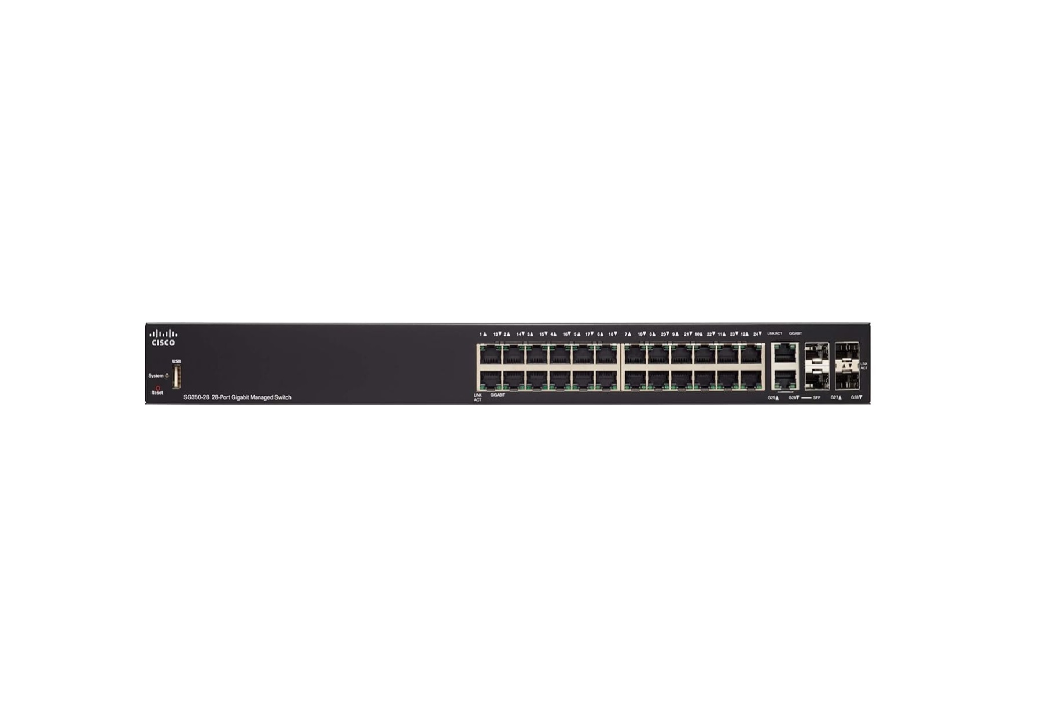 Cisco Sg350-28 - 28-port Managed Switch, 1.73 Inches High, Lightweight At 2.7 Kg, 20.2 X 111.8 X 4.4 Cm Dimensions