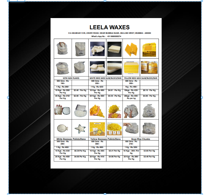 White Beeswax Slab/block/bar