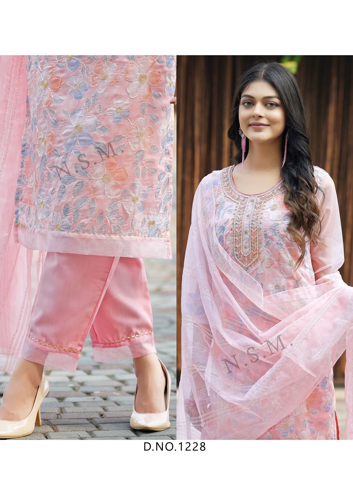 Heavy Handwork Organza Digital Printed Kurti Sets - Color: All Colours