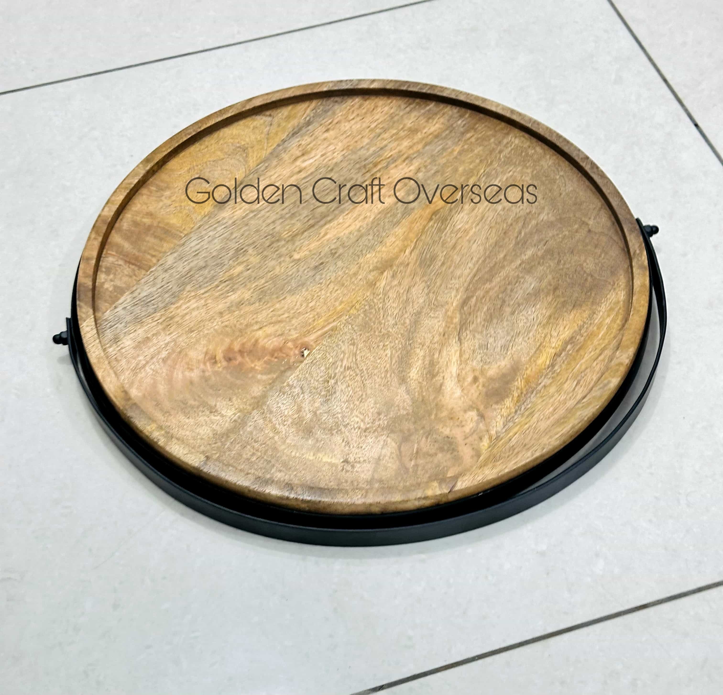 Iron Made Wooden Base Tray Aka Cake Stand With Powder Coated Finish Customized - Color: Black