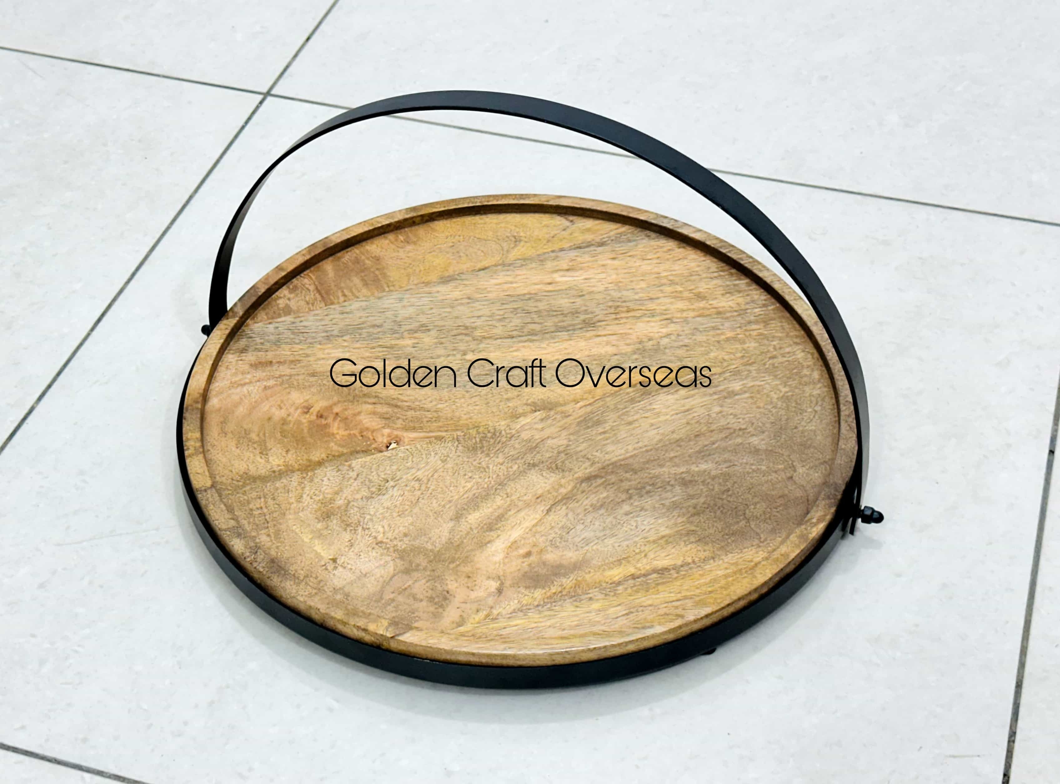 Iron Made Wooden Base Tray Aka Cake Stand With Powder Coated Finish Customized - Color: Black