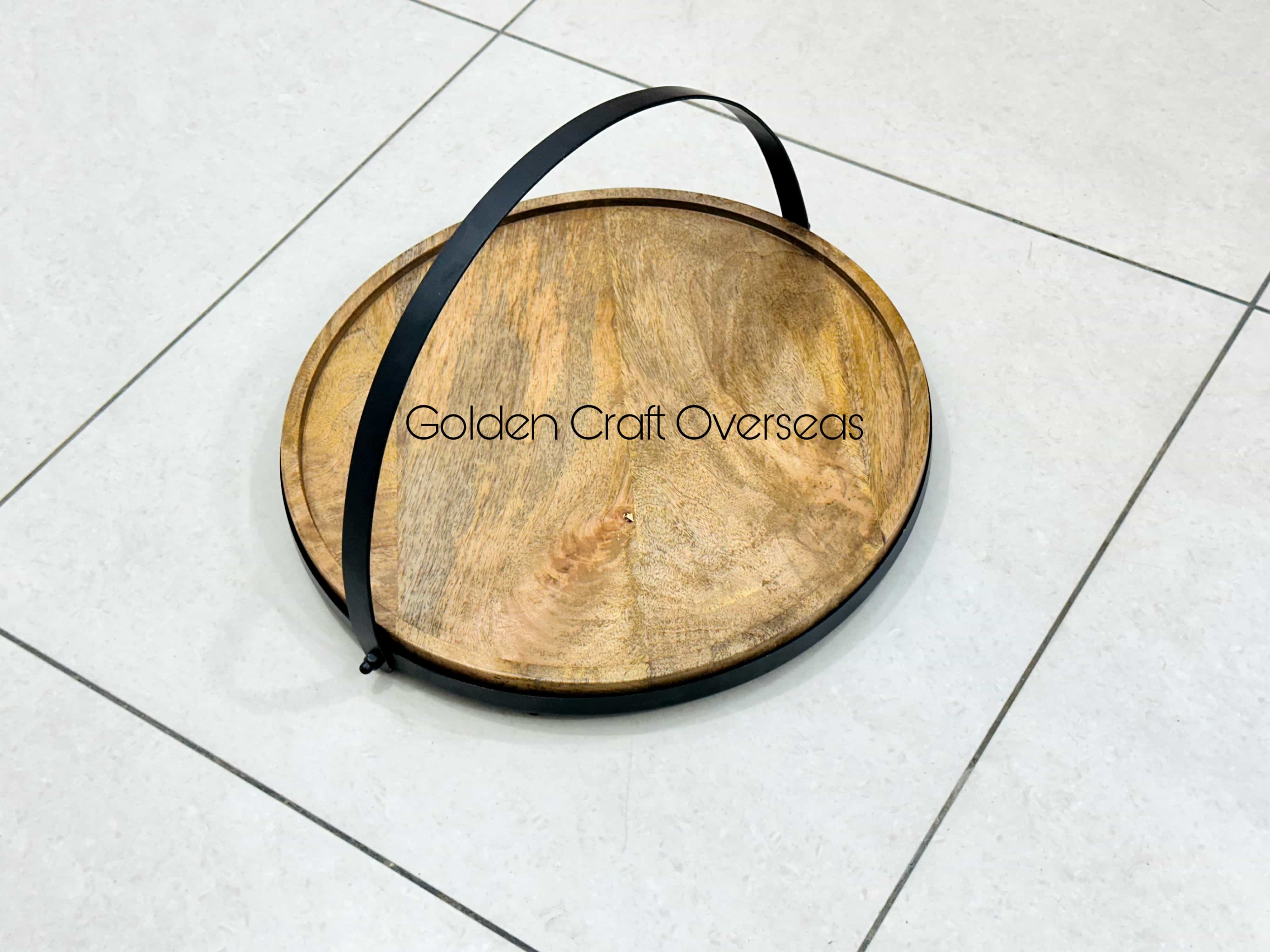 Iron Made Wooden Base Tray Aka Cake Stand With Powder Coated Finish Customized - Color: Black