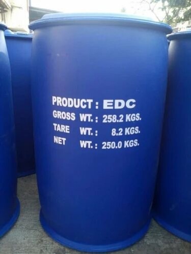 Ethylene Dichloride - Plastic Drum, 250 kg Capacity, Blue Color, Gross Weight 258.2 kg, Tare Weight 8.2 kg