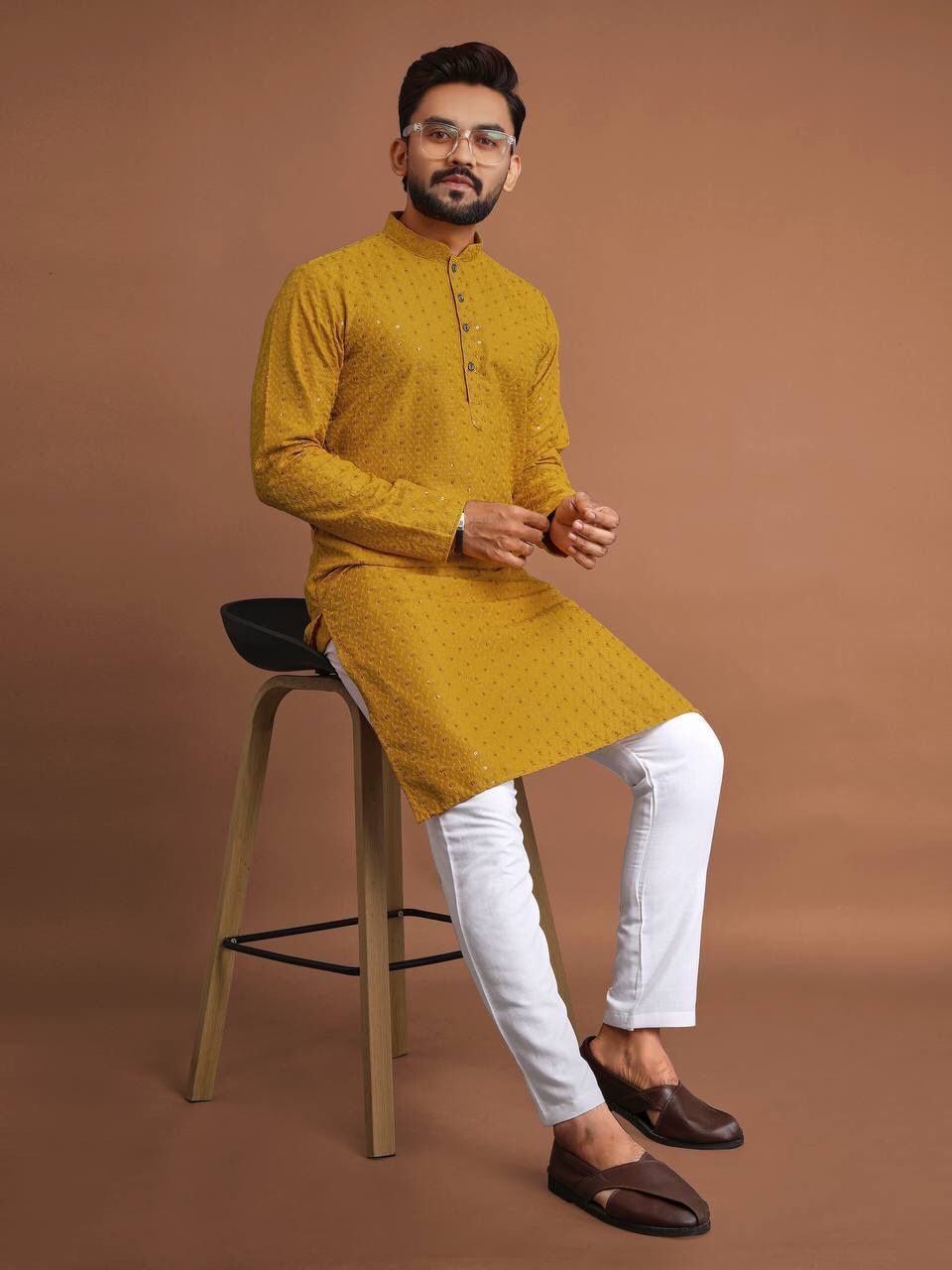 Kurta Pajama - Premium Cotton Blend Elegant Ivory White With Traditional Designs