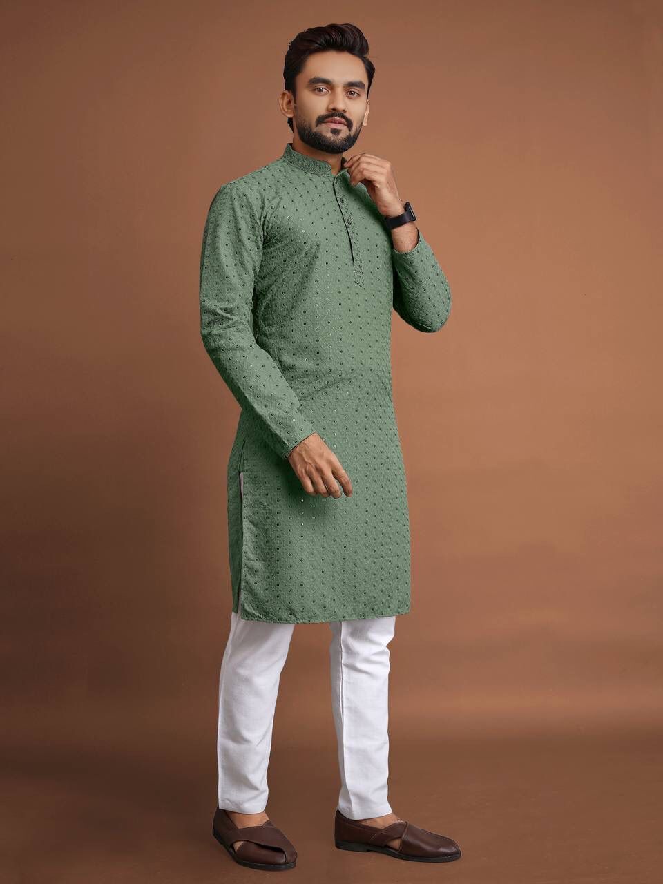 Kurta Pajama - Premium Cotton Blend Elegant Ivory White With Traditional Designs