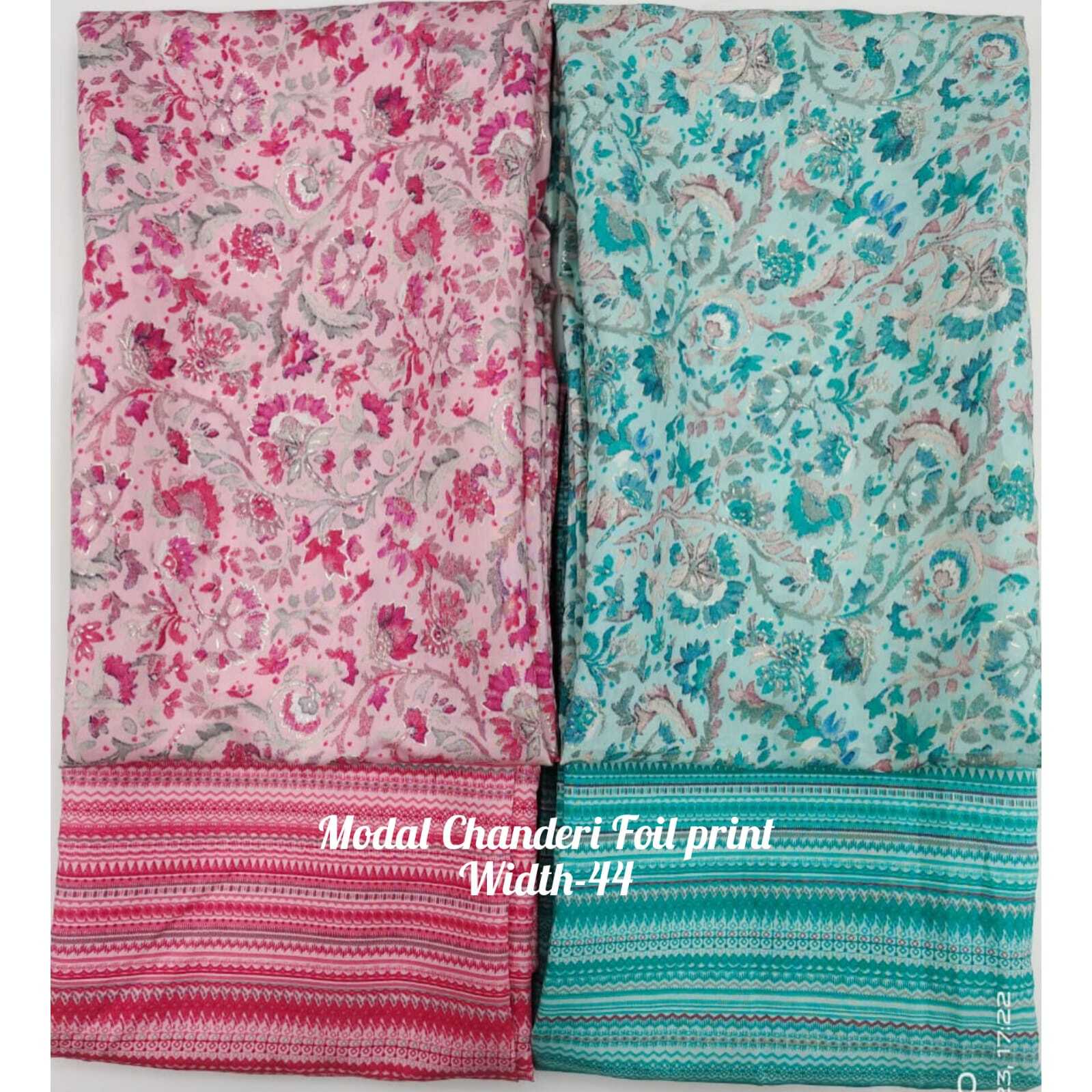 Modal Chanderi Foil Fabric - Width 44" | All Colors, Printed Patterns, Ideal For Women's Indian Wear