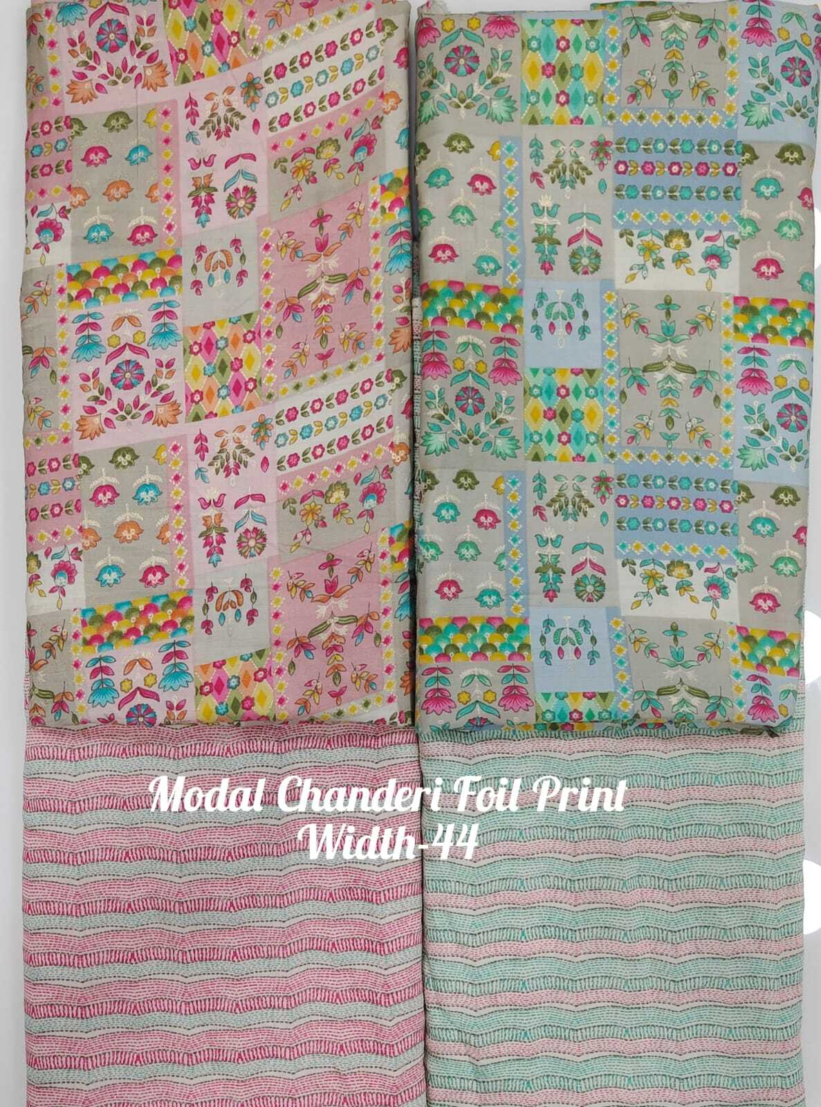 Modal Chanderi Foil Print Fabrics - 44" Width, All Colors Available | Printed Pattern, Ideal For Men's Garments