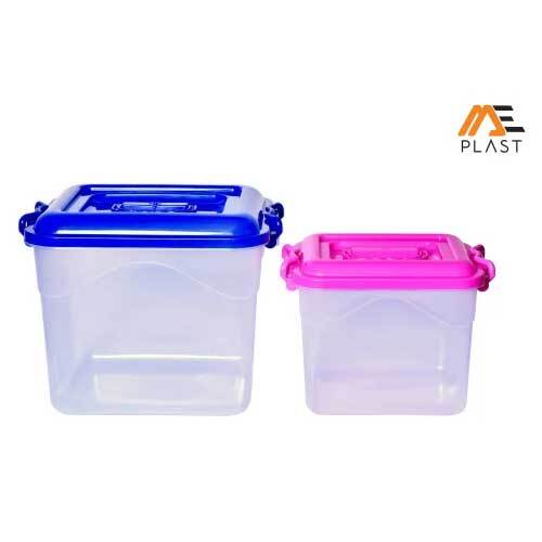 Kitchen Storage Container - Plastic, 3000 ml, Square Design | Pink Color, Versatile Organizational Solution