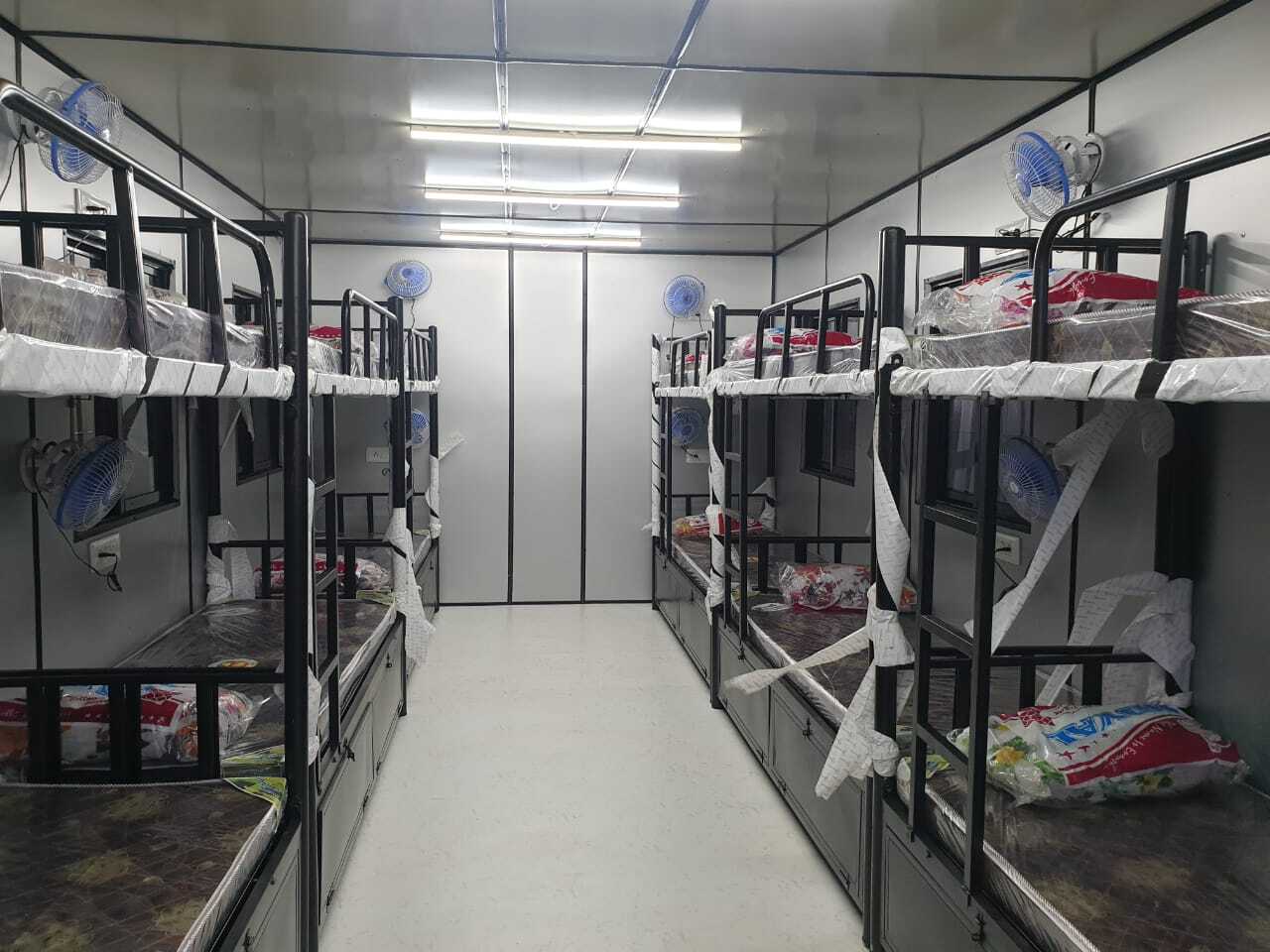 Labor Bunk House - Steel Material, Long Life Span, Inward/outward Open Style, White Color, Customizable Wall Thickness Options