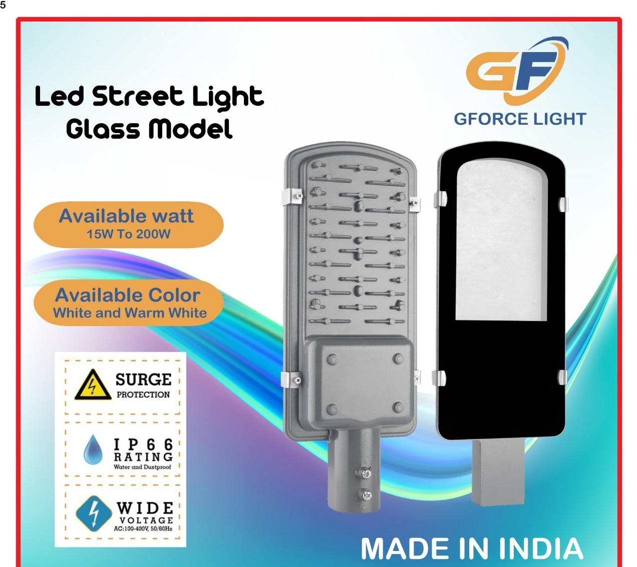 Led Glass Street Light - Premium Quality Materials, Different Sizes, Black Finish, Energy Efficient, Weather Resistant For Industrial Use