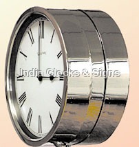 Drum Clock - Silver Steel, Round Shape, Double-Sided Dials | GPS Connectivity, Illuminated Acrylic Dials, Automatic Power Switch, Customizable Designs, 1-Year Warranty