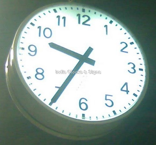 Drum Clock - Steel Material, Round Shape, Standard Size, Silver Color | Illuminated Dual-Sided Dials, GPS Connectivity, Automatic AC-Battery Power Switch