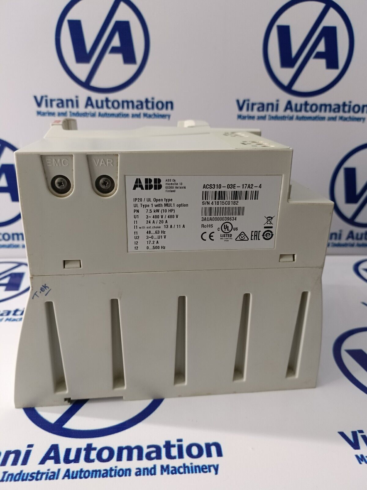 Automation Abb Acs310-03e-17a2-4 10 Hp Ac Drive 17.2a With Keypad Remot Display - Application: Industrial
