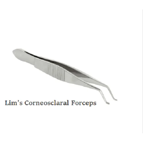 Lims Corneosclaral Forceps - Stainless Steel, Manual Operation, Sterilized, Waterproof | Basic Surgical Instrument Tweezers For Hospital Use