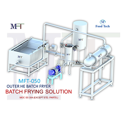 White Rectanguler Batch Fryer With Boiler