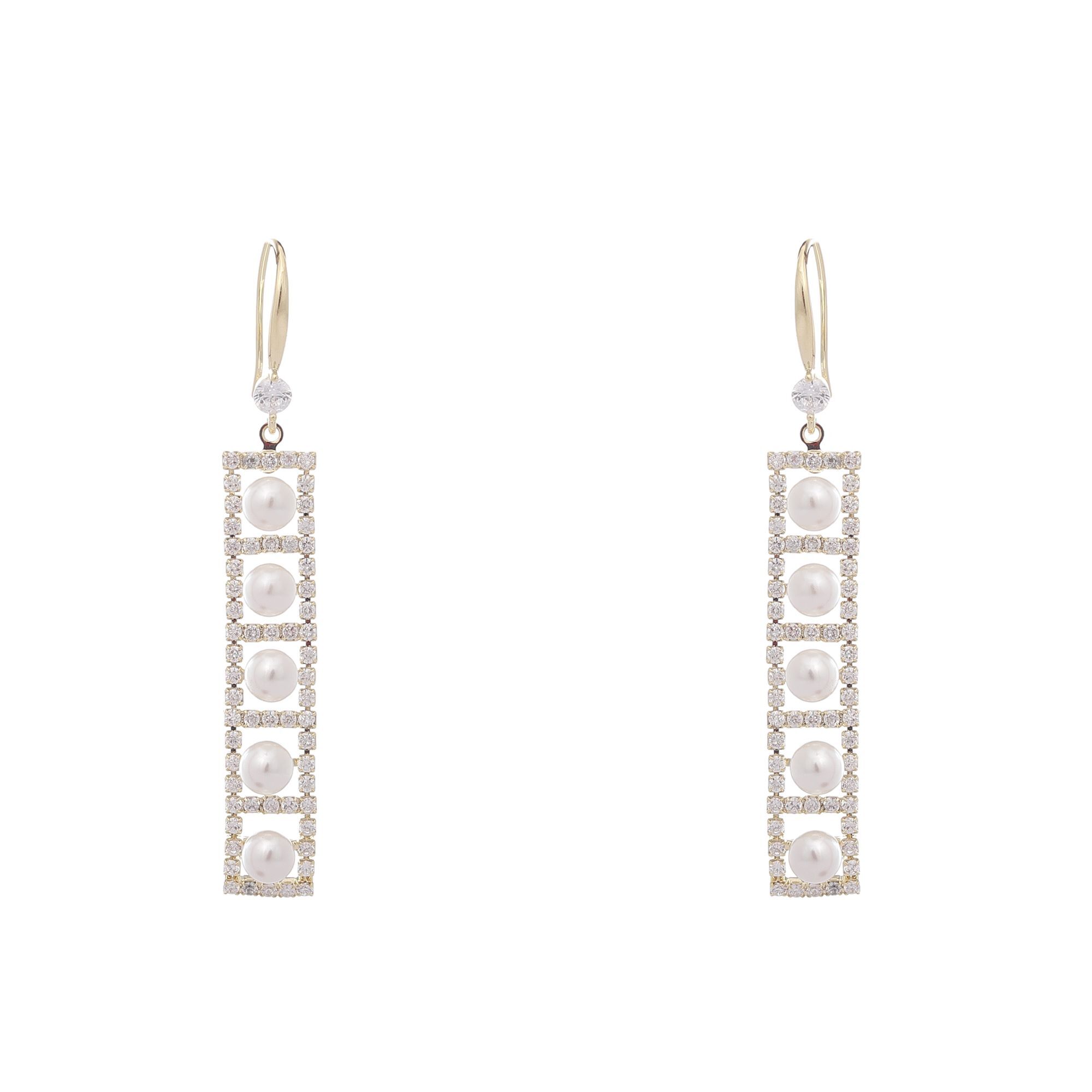 Pearl Cascade Earrings - 925 Silver, 50-60 Mm Length, White Color | Elegant Design, Gift Box Included, Pearl Gemstones, Hook Fastening