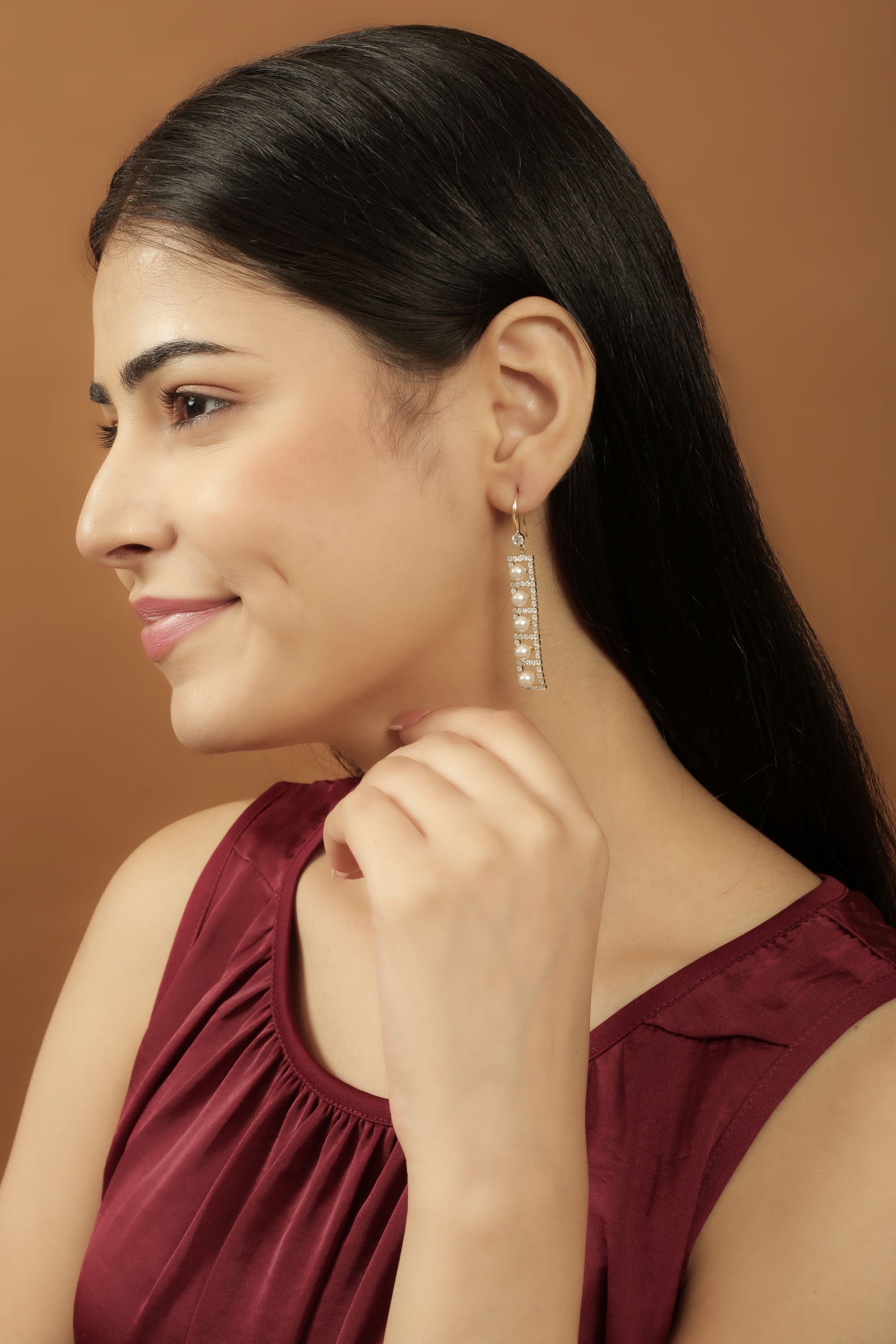 Pearl Cascade Earrings - 925 Silver, 50-60 Mm Length, White Color | Elegant Design, Gift Box Included, Pearl Gemstones, Hook Fastening