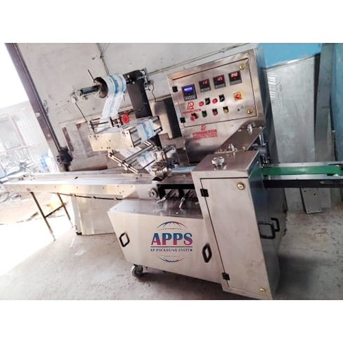 Horizontal Flow Wrap Machine - Stainless Steel, Silver Color | Semi-Automatic, Electric Drive, Frequency Speed Control, Highly Efficient