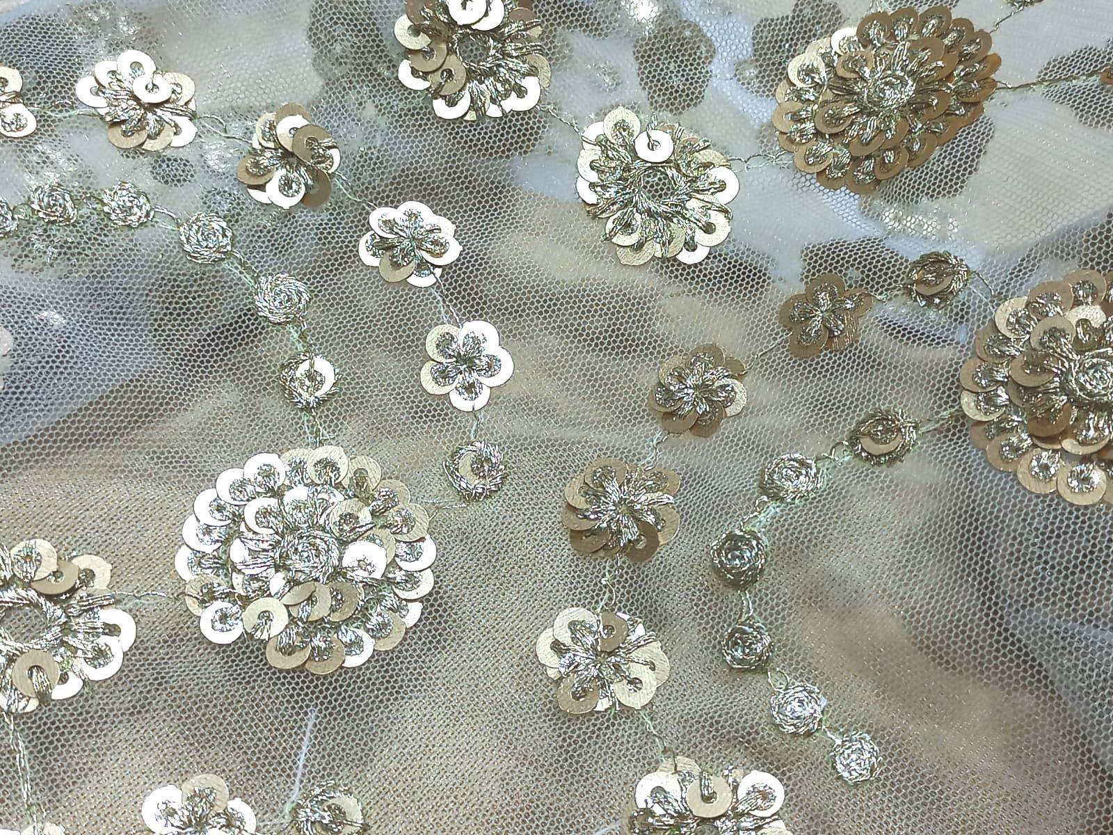 Net Sequins Butti Fabric For Women Clothes Price - Pattern: Printed