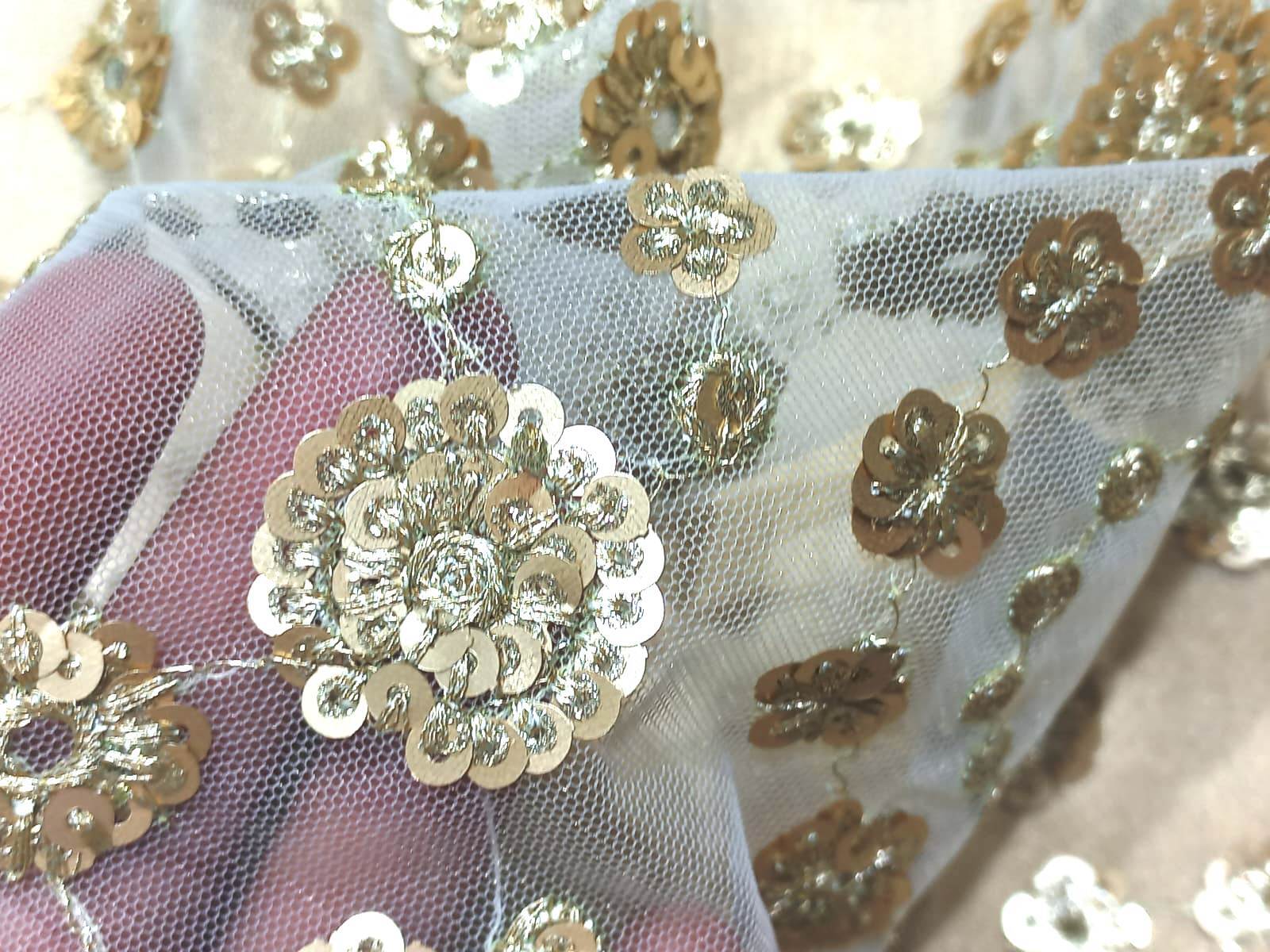 Net Sequins Butti Fabric For Women Clothes Price - Pattern: Printed