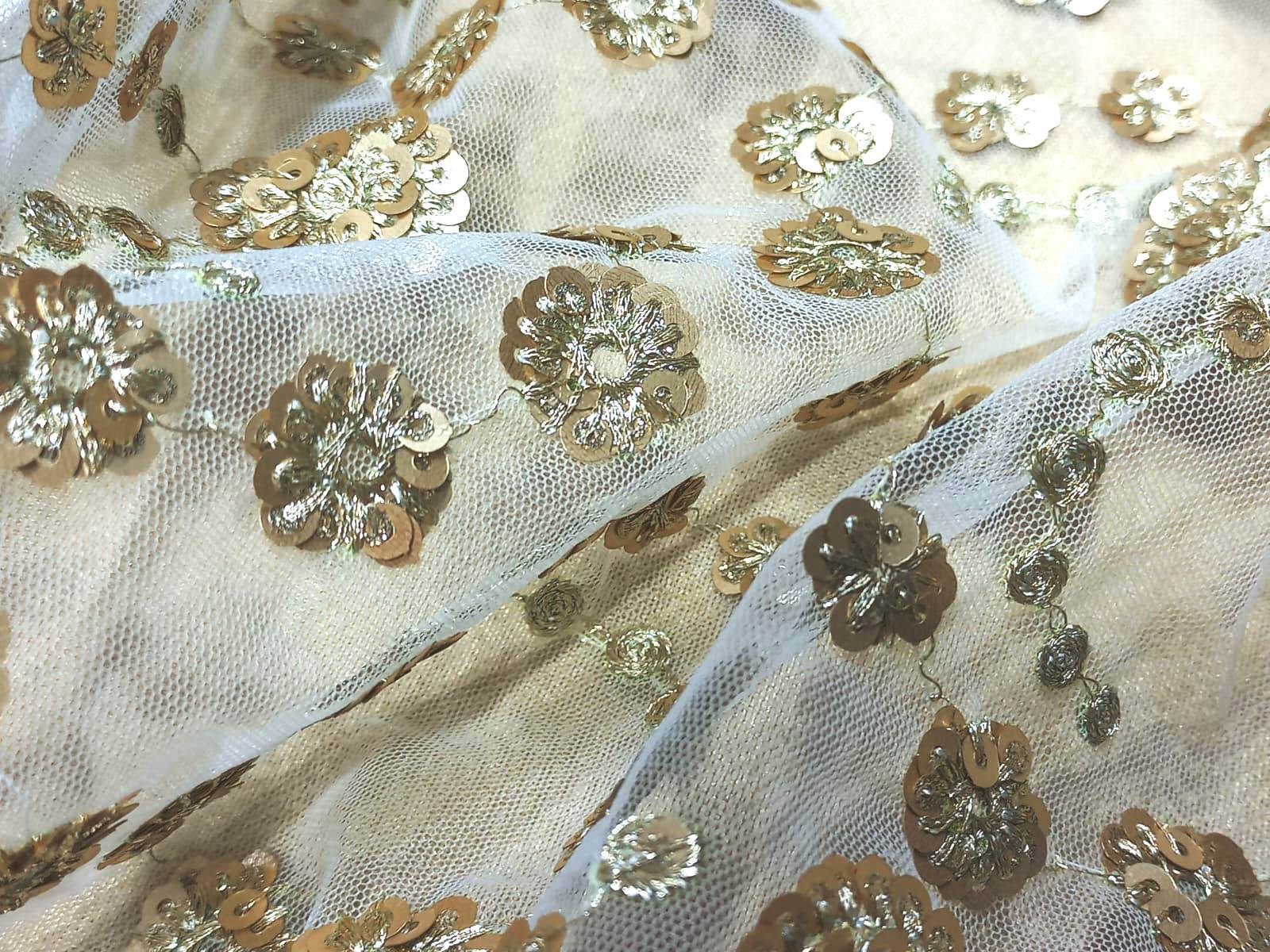 Net Sequins Butti Fabric For Women Clothes Price - Pattern: Printed