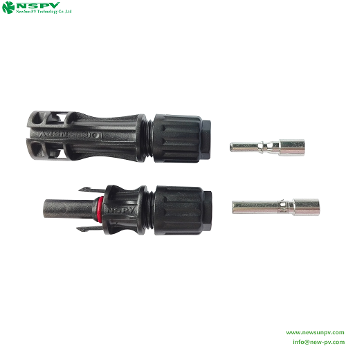 Black Tuv Certified Solar Connector With Cu Al Terminal Pins For Solar Cable Connection