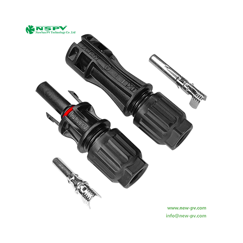 Black Tuv Certified Solar Connector With Cu Al Terminal Pins For Solar Cable Connection