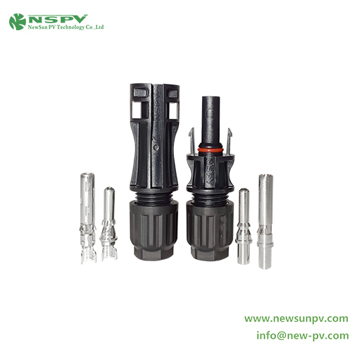 Black Tuv Certified Solar Connector With Cu Al Terminal Pins For Solar Cable Connection