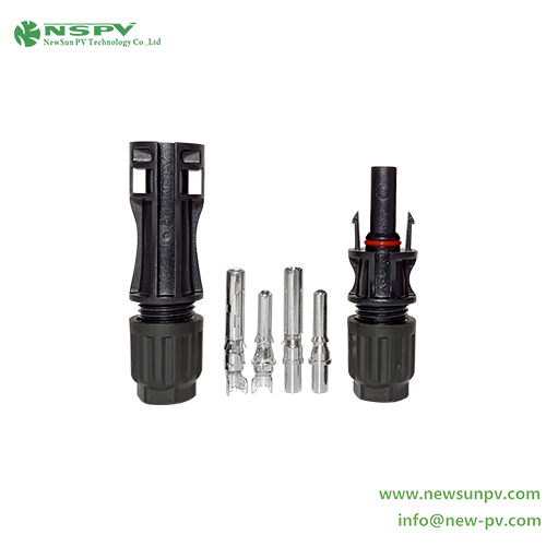 Black Tuv Certified Solar Connector With Cu Al Terminal Pins For Solar Cable Connection
