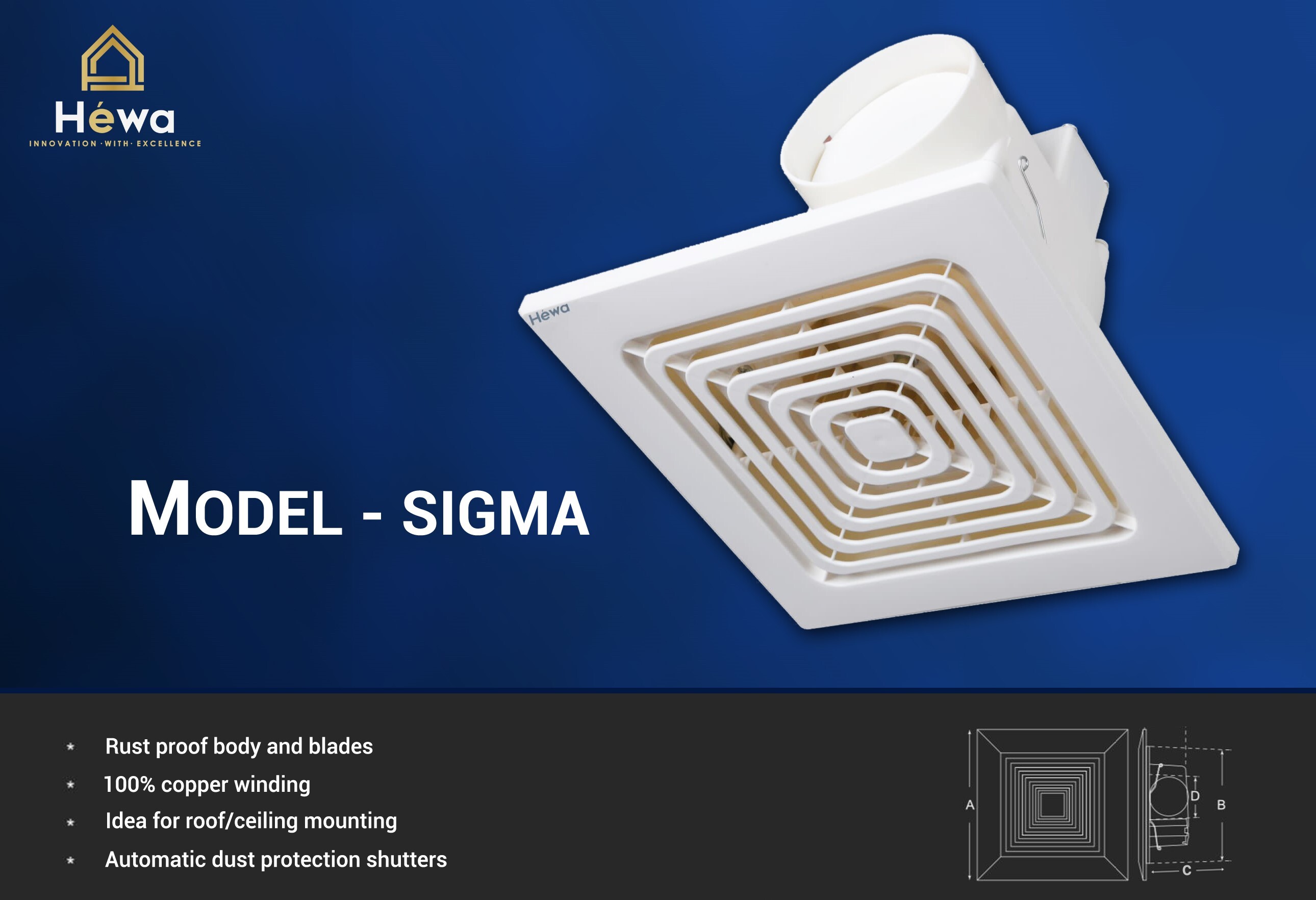 False Ceiling Exhaust Fan Blade Material: Plastic